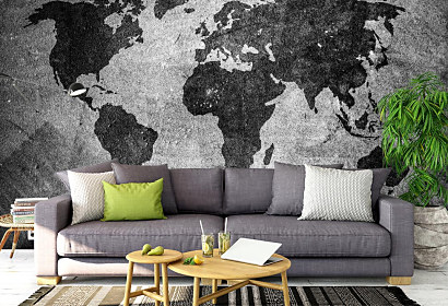 Mapa sveta čiernobiela - fototapeta1387
